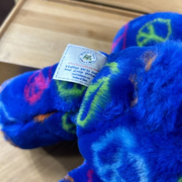 Build-A-Bear Workshop Plush Dark Blue Peace Sign Teddy Bear Stuffed Animal 14" - Picture 4 of 7